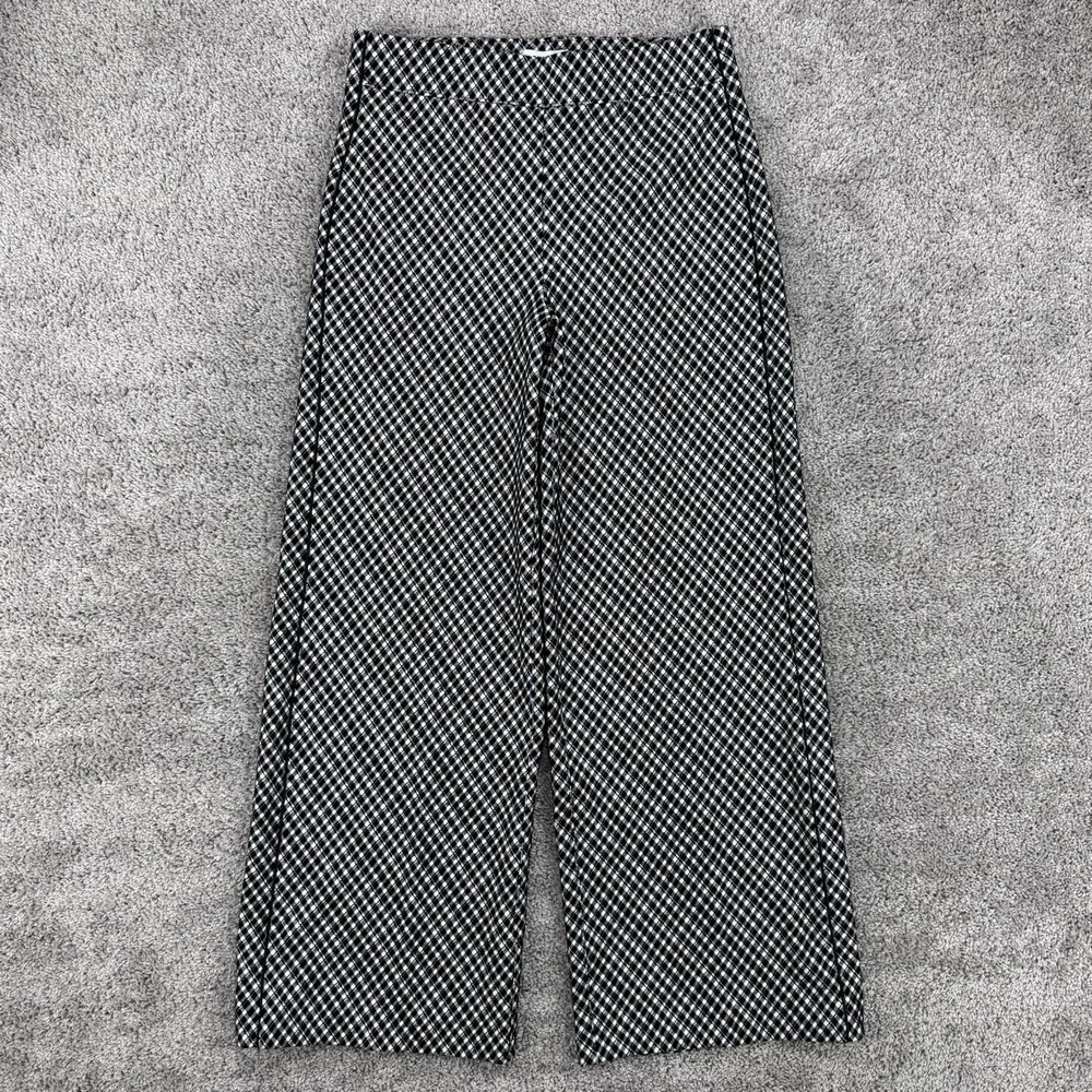 Spanx PerfectFit Ponte Wide Leg Jacquard Pants Women's M Black Plaid Stretch